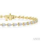 4 Ctw East West Pear Cut Diamond Fashion Tennis Bracelet in 14K Yellow Gold